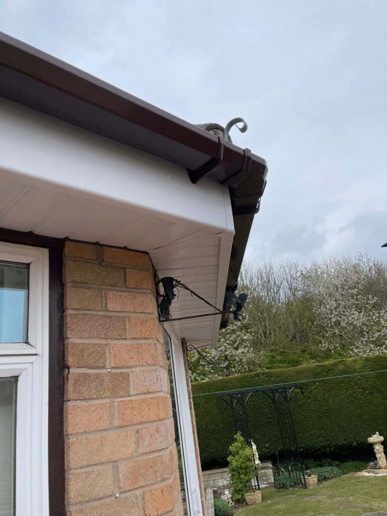 This is a photo of newly installed fascia, soffit and guttering by Northampton Roofing Services